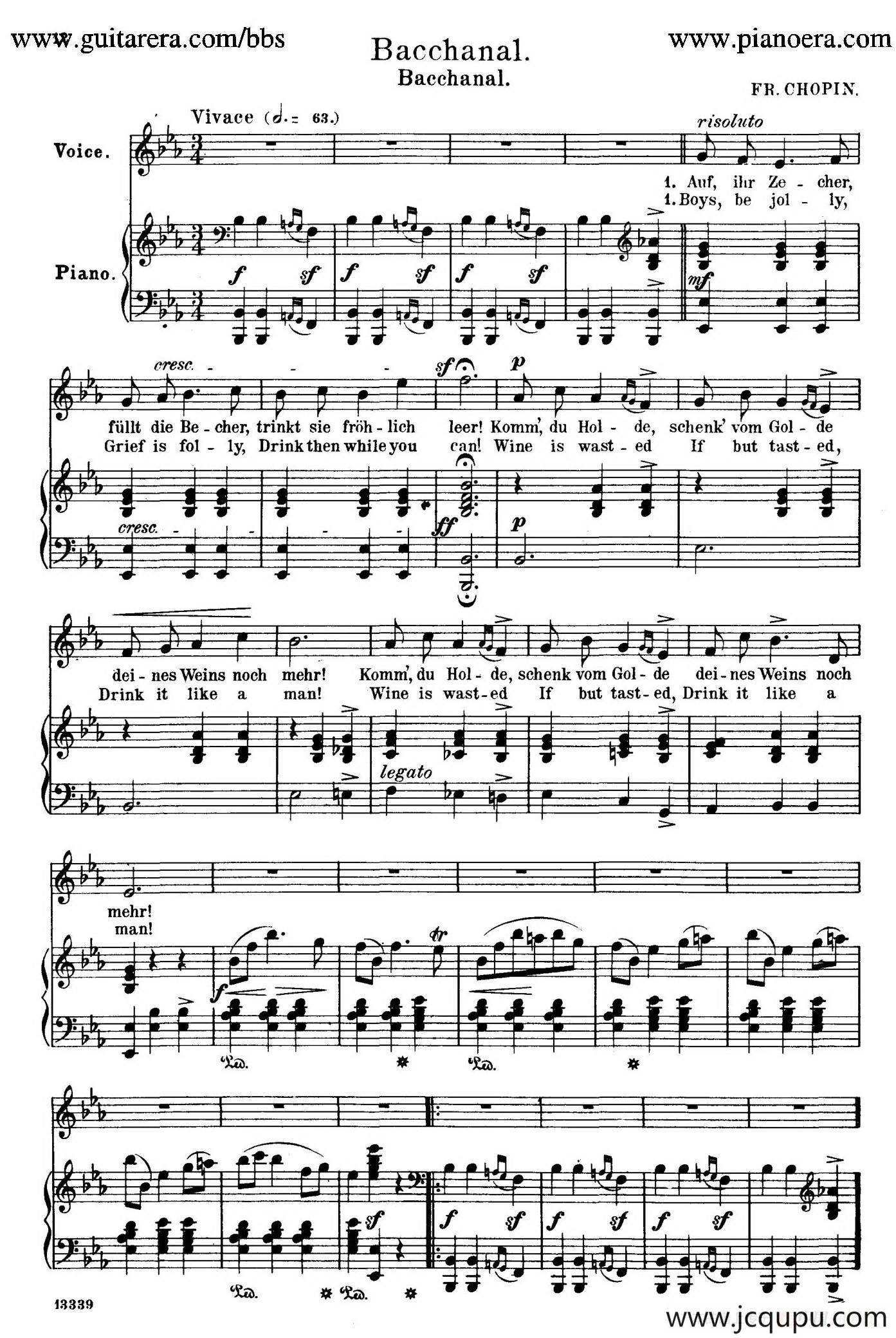 宴会 Bacchanal（正谱）简谱