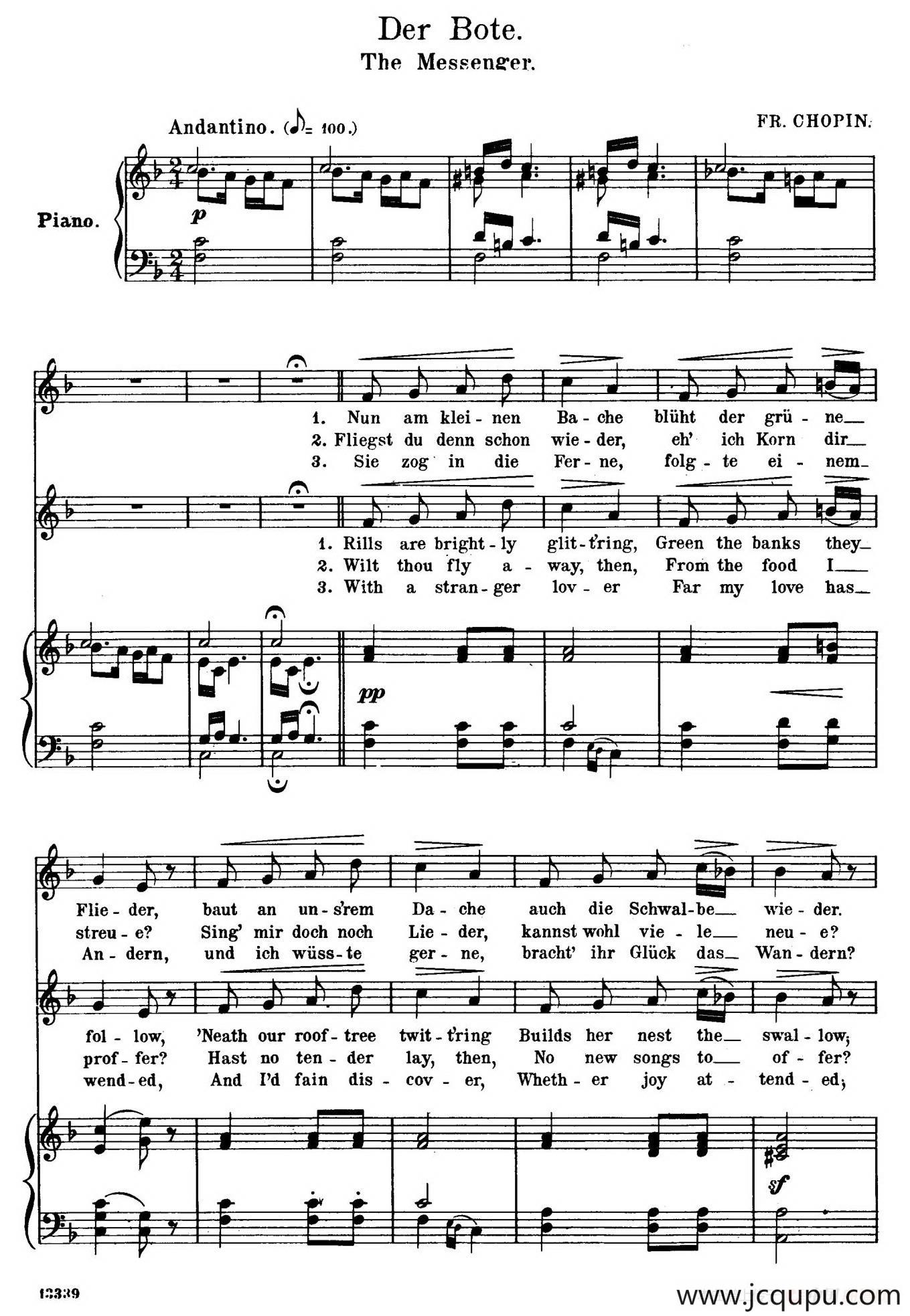 女信使 Der Bote（正谱）简谱