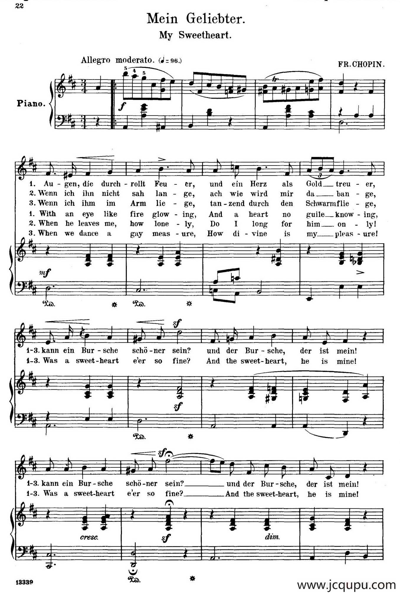 我的甜心 Mein Geliebter（正谱）简谱