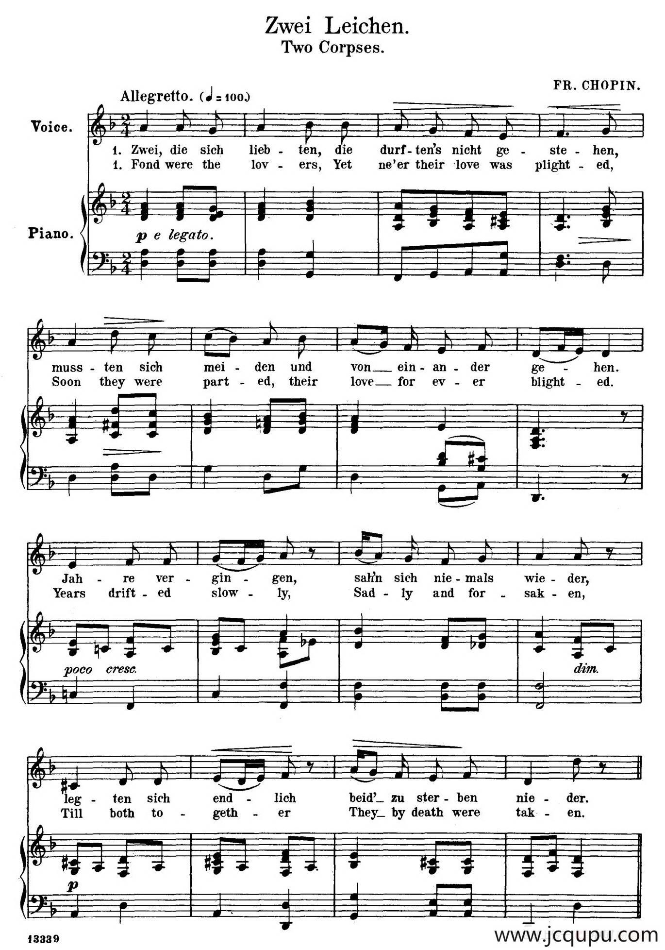 两种结局 Zwei Leichen（正谱）简谱
