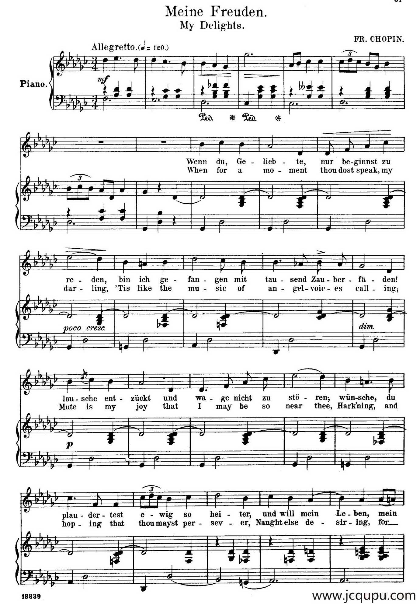 我的爱人 Meine Freuden（正谱）简谱