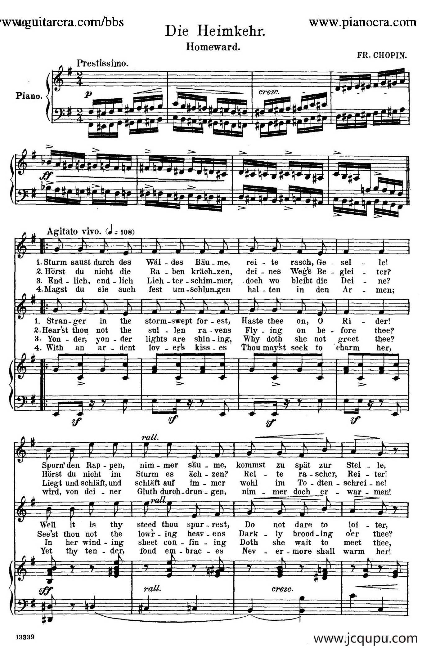 回家 Die Heimkehr（正谱）简谱