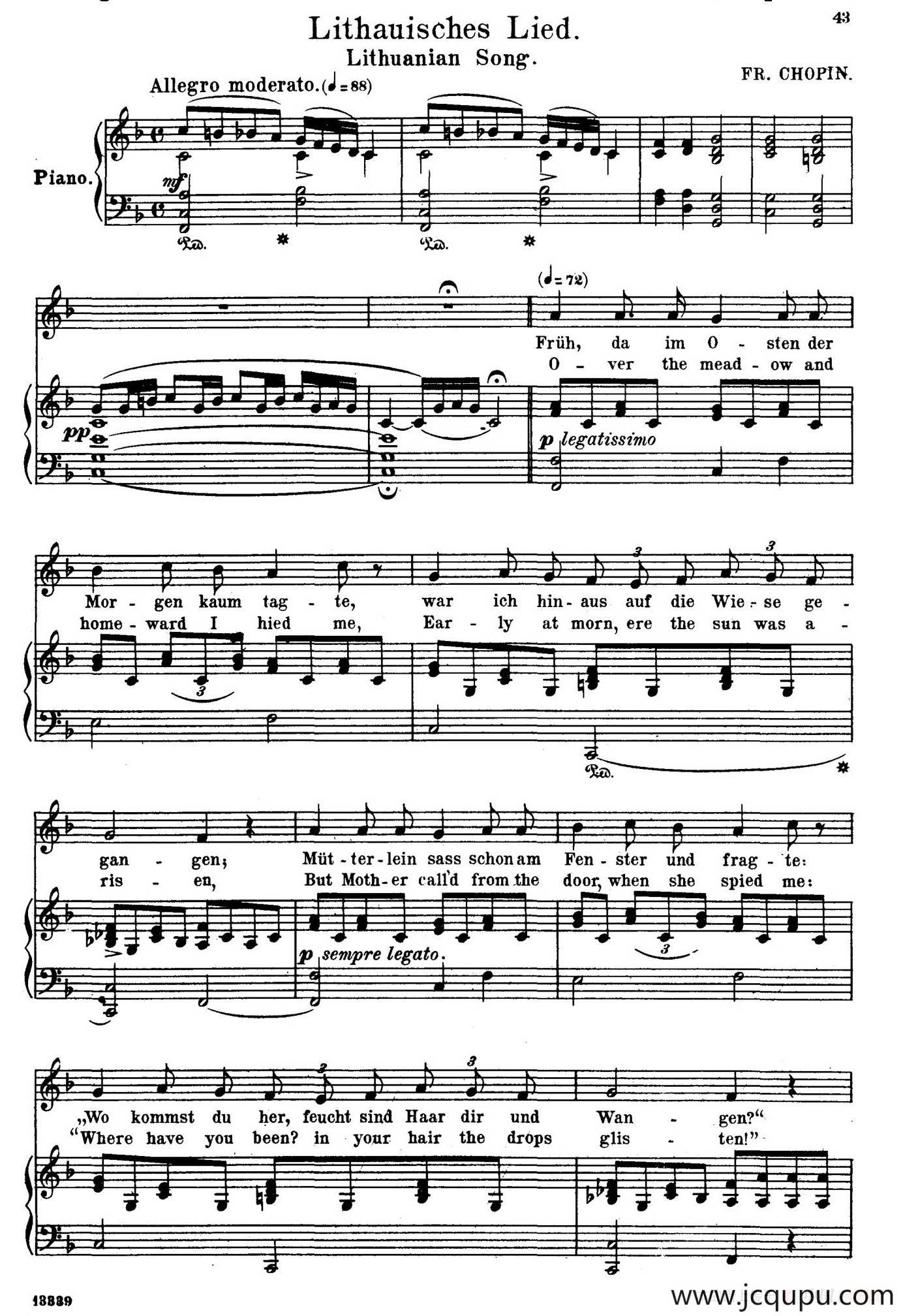 ​​​立陶宛歌谣 Lithauisches Lied（正谱）简谱