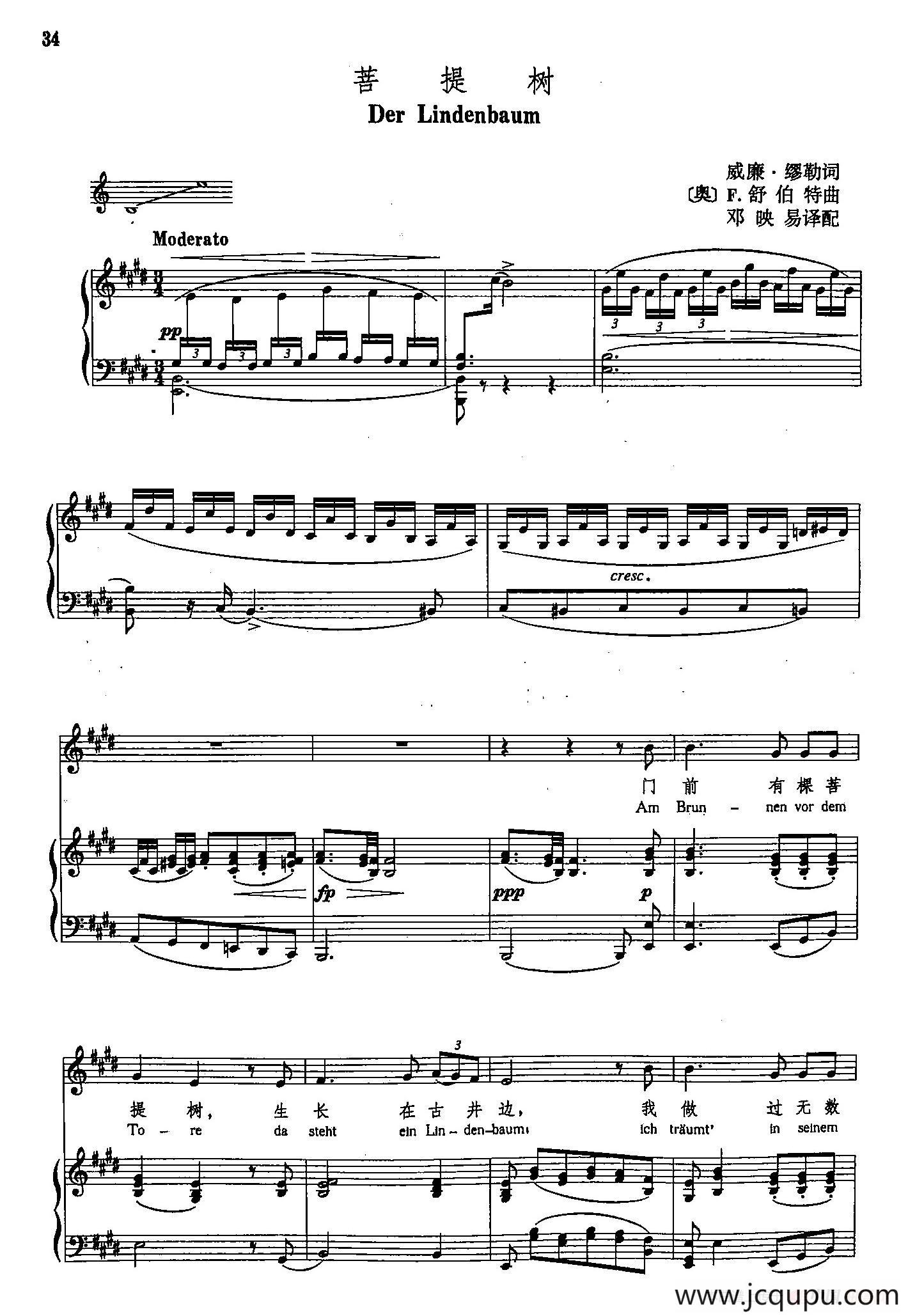 声乐教学曲库4-[德-奥]6菩提树（正谱）简谱