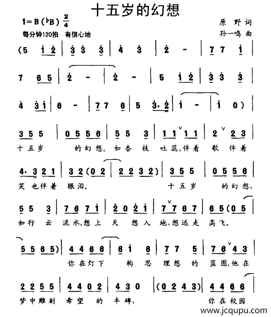 十五岁的幻想简谱