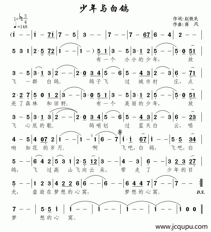 少年与白鸽简谱
