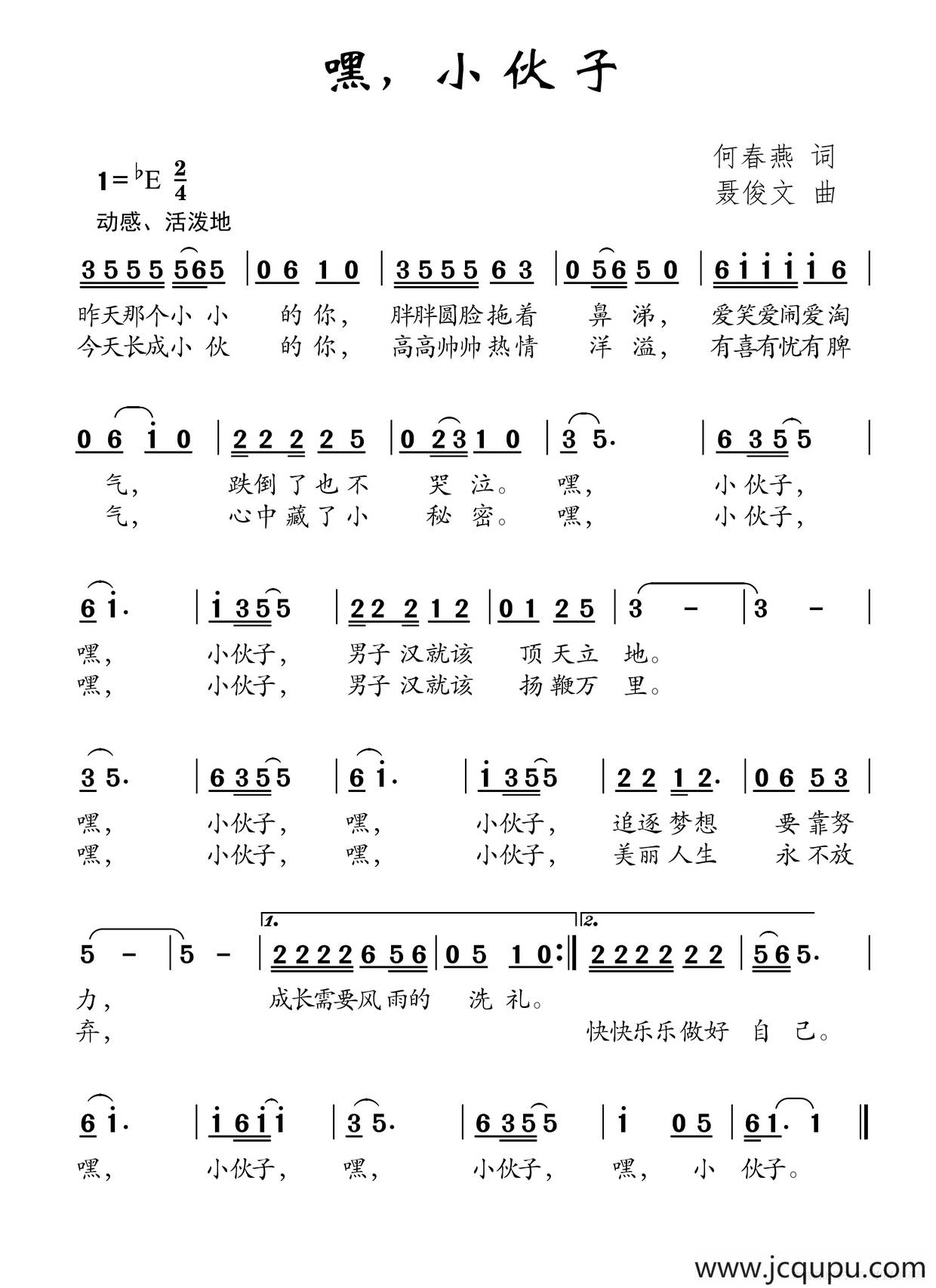 嘿，小伙子简谱
