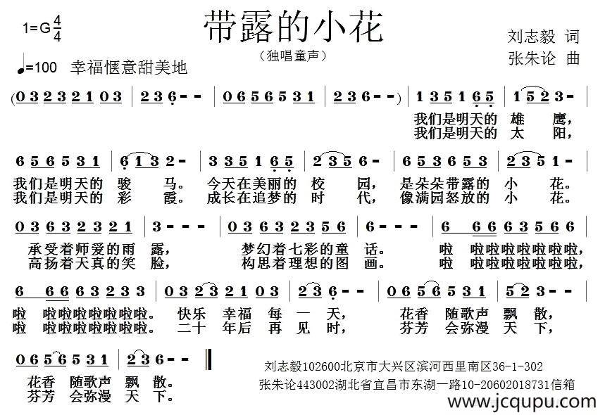 带露的小花简谱