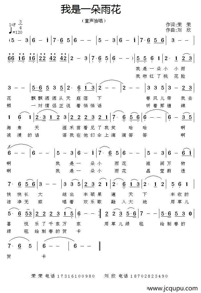 我是一朵雨花 简谱