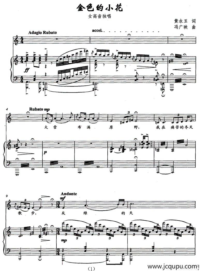 金色的小花（正谱）简谱