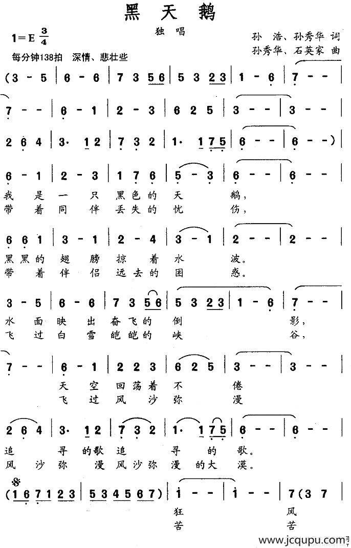 黑天鹅简谱
