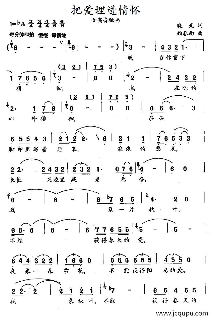 把爱情埋进情怀简谱