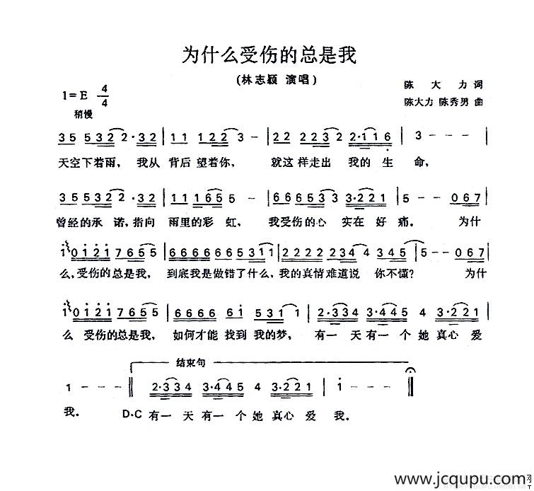 为什么受伤的总是我简谱