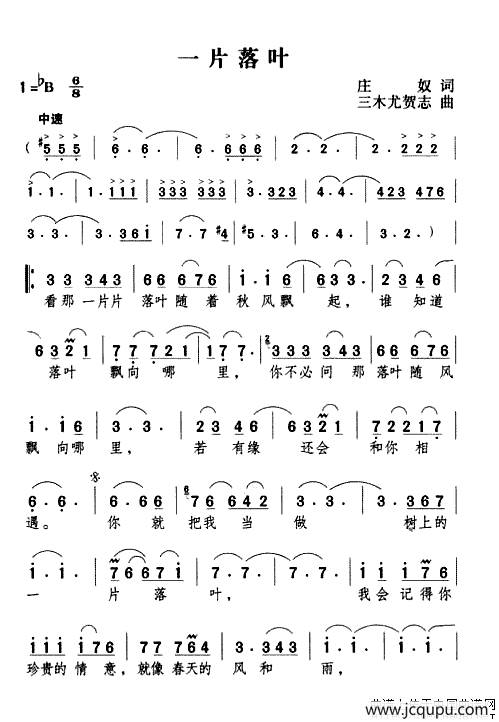 一片落叶简谱