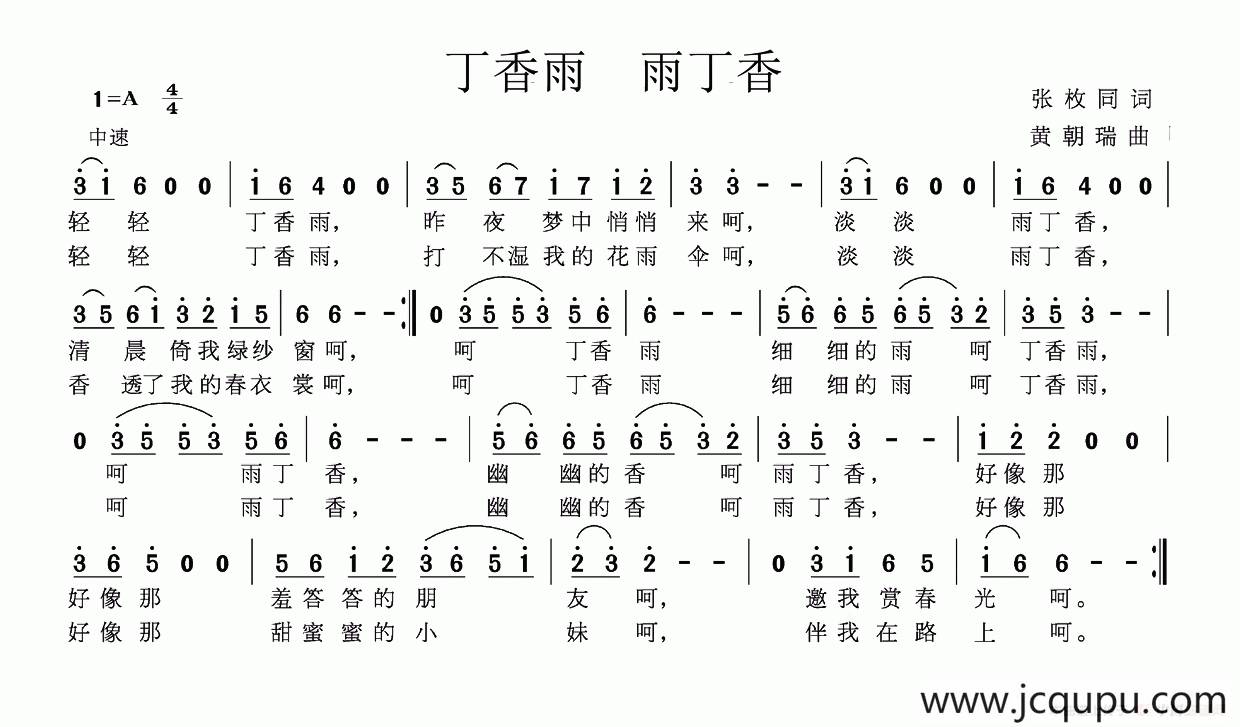丁香雨 雨丁香简谱