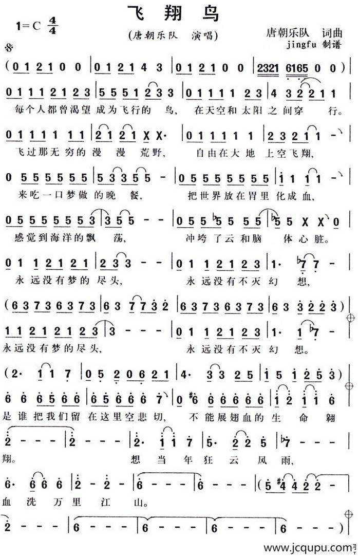 飞翔鸟简谱