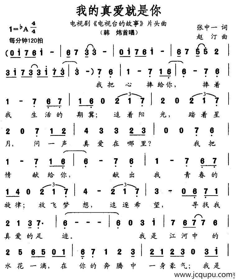 我的真爱就是你（电视剧《电视台的故事》片头曲）简谱