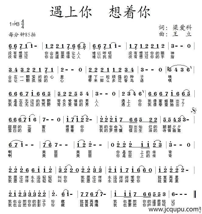 遇上你 想着你简谱