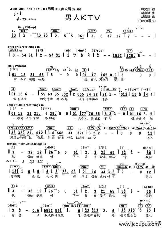 男人KTV（编配乐谱）简谱