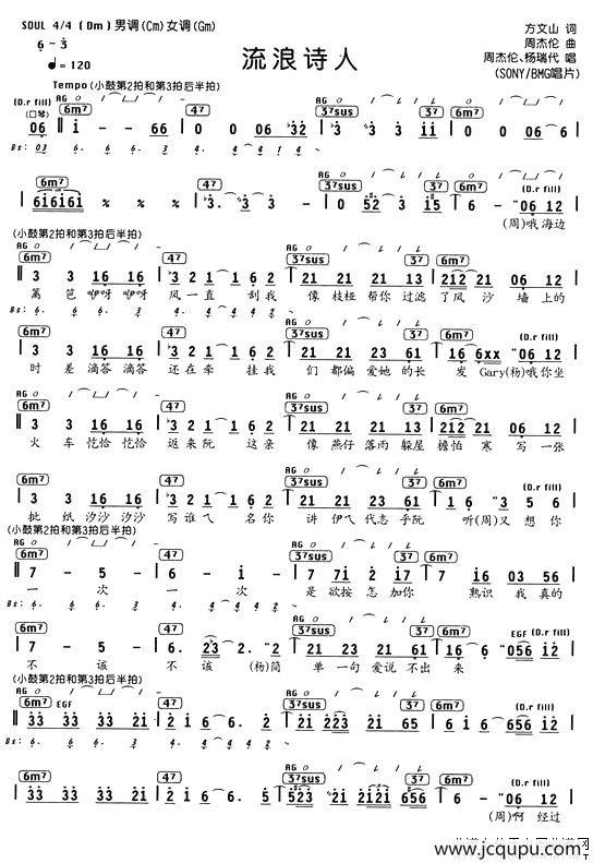 流浪诗人（编配乐谱）简谱