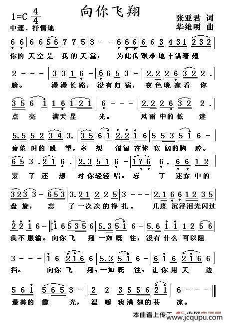 向你飞翔简谱