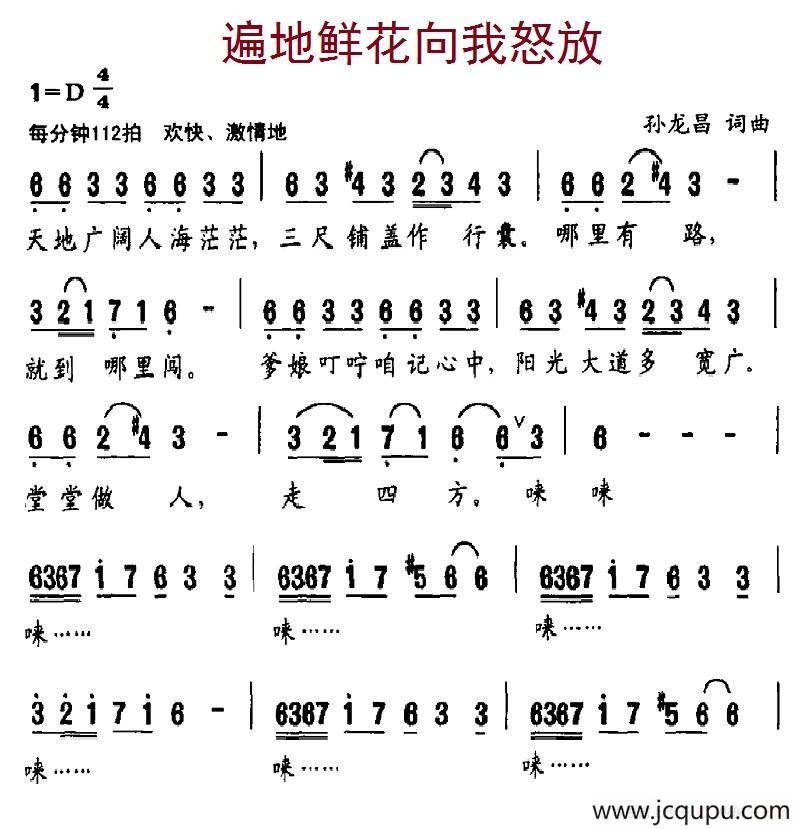 遍地鲜花向我怒放简谱