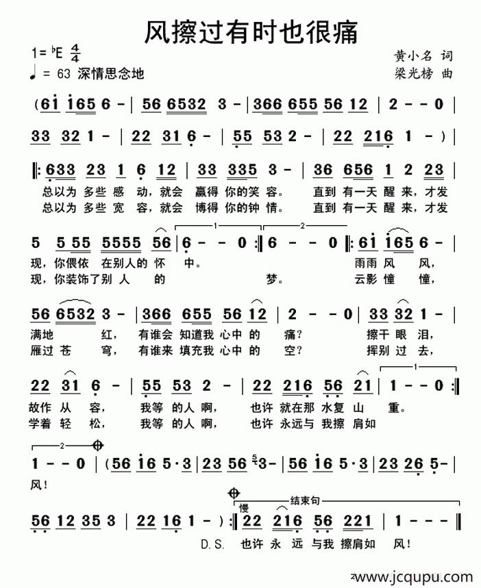 风擦过有时也很痛简谱