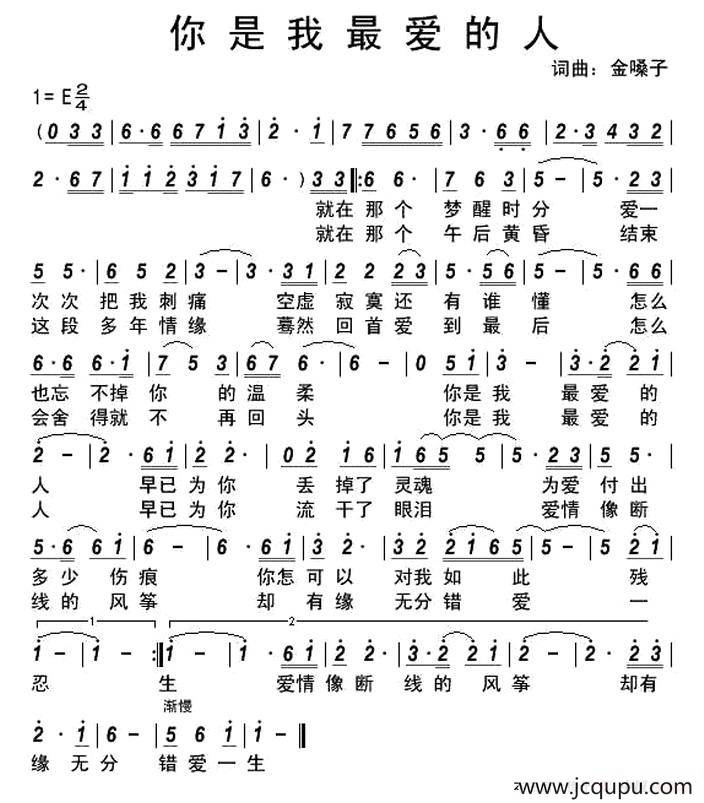你是我最爱的人（金嗓子 词曲）简谱