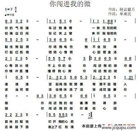 你闯进我的微简谱