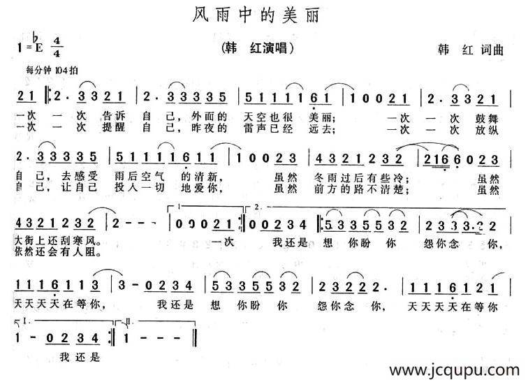 风雨中的美丽简谱