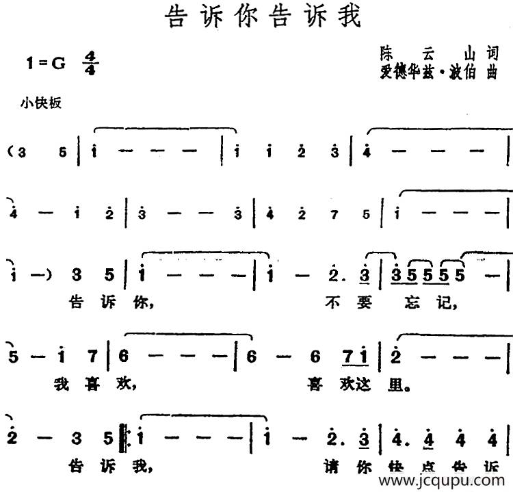 邓丽君演唱金曲：告诉你告诉我简谱