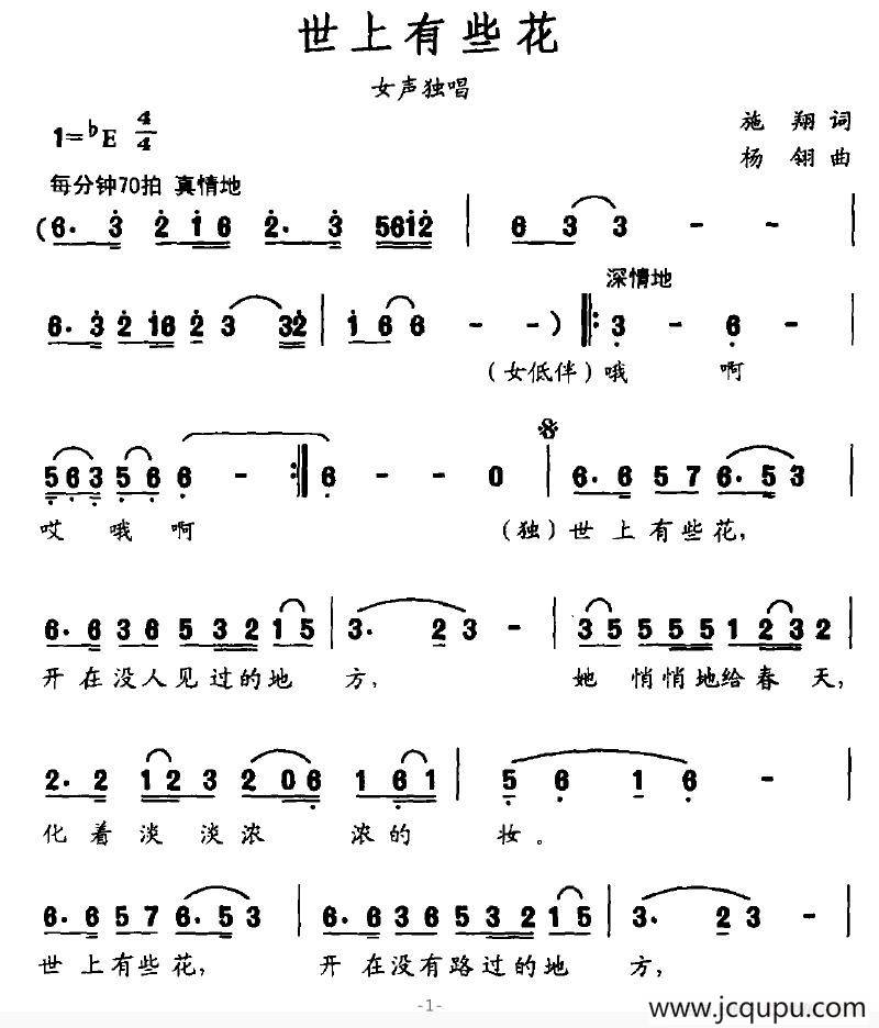 世上有些花简谱