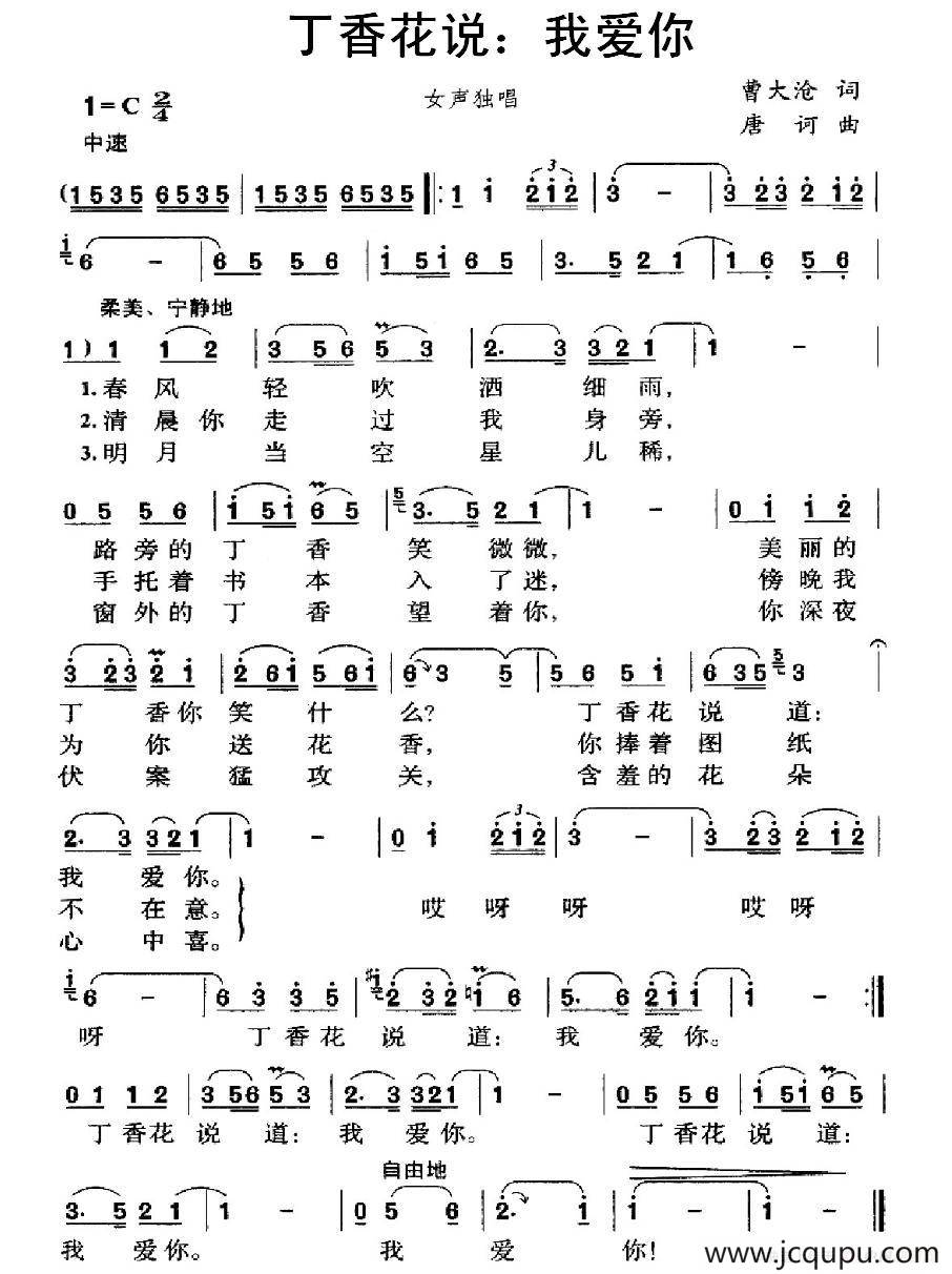 丁香花说：我爱你简谱