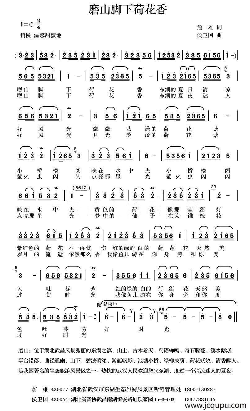 磨山脚下荷花香简谱
