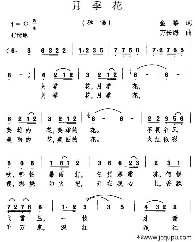 月季花（金黎词 万长海曲）简谱