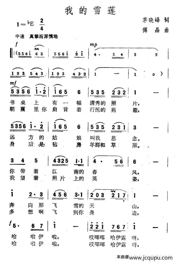 我的雪莲简谱