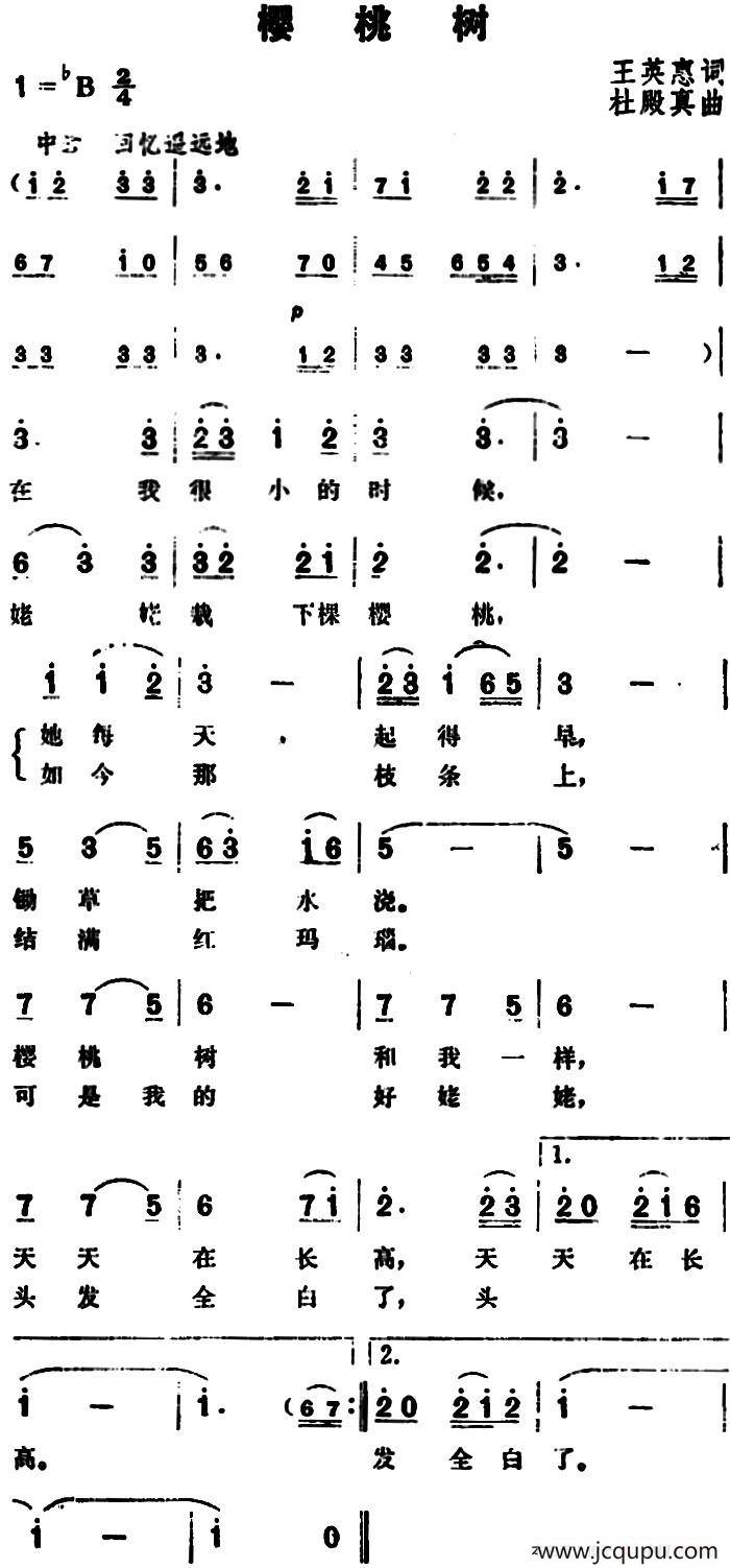 樱桃树简谱