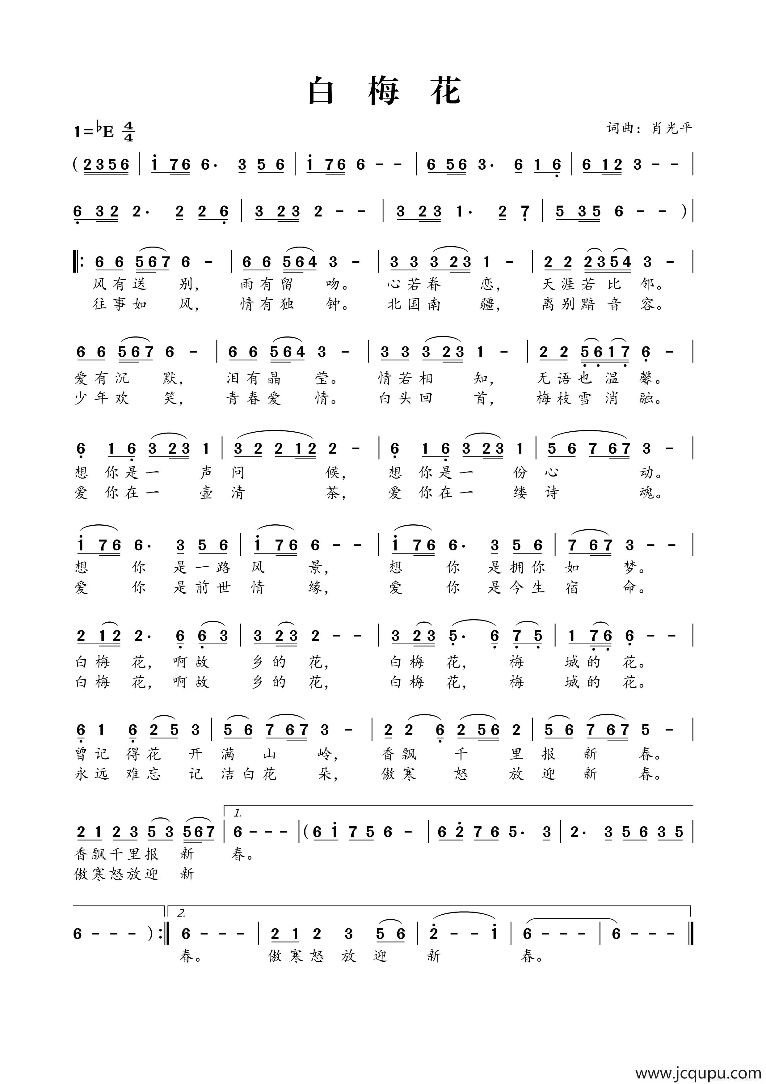 白梅花简谱