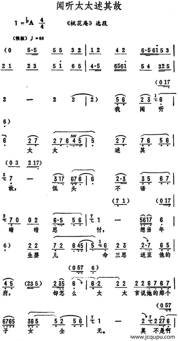 闻听太太述其故（《桃花庵》选段）简谱