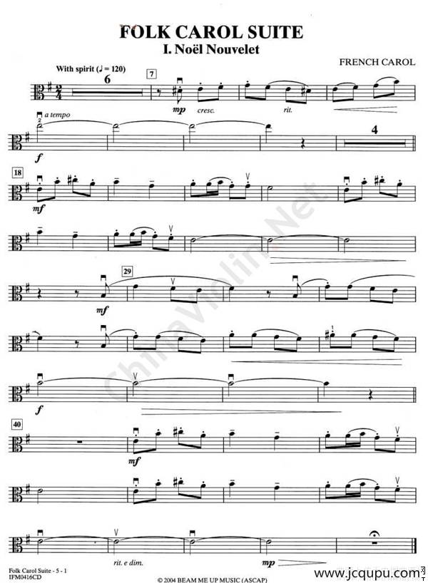 folk carol suite i.noel nouvelet（中提琴、小提琴谱）简谱