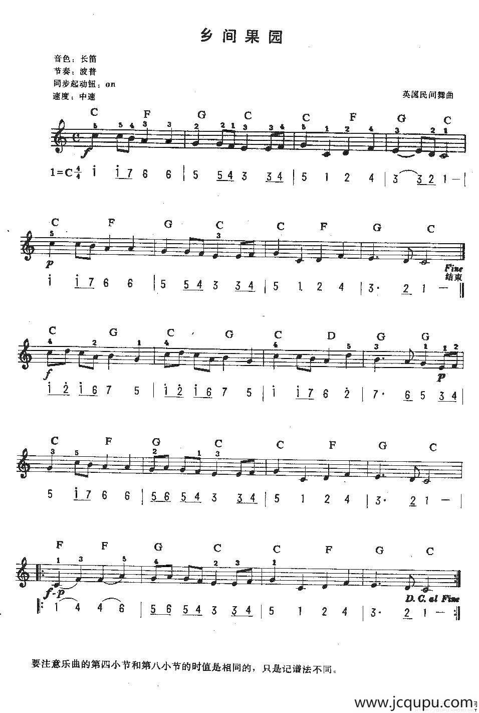 乡间果园（中级班电子琴乐谱）简谱