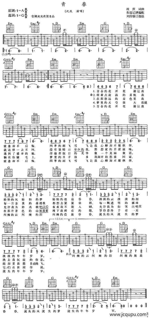 青春（沈庆 词曲）简谱