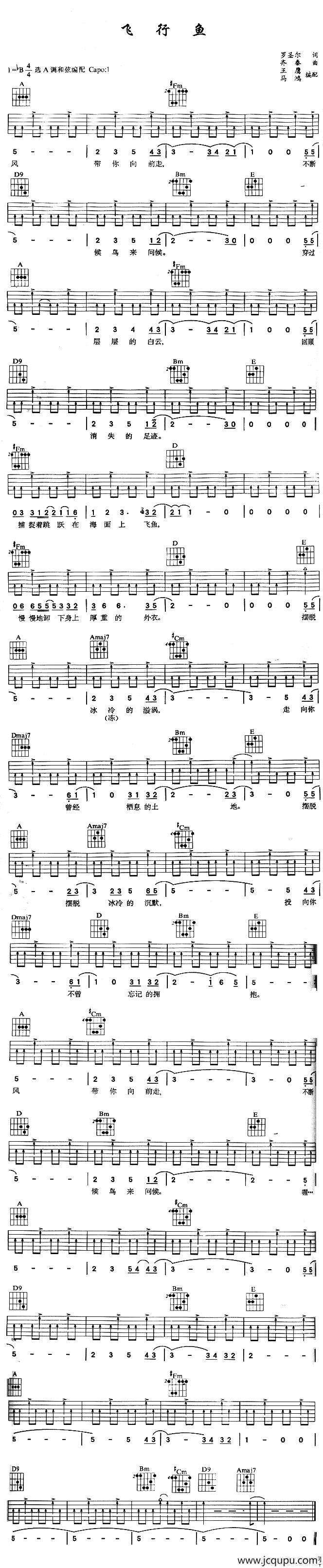 飞行鱼简谱
