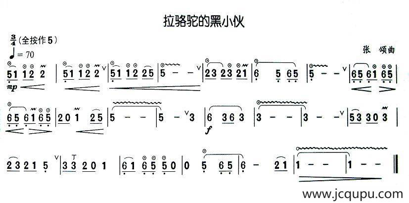 拉骆驼的黑小伙简谱