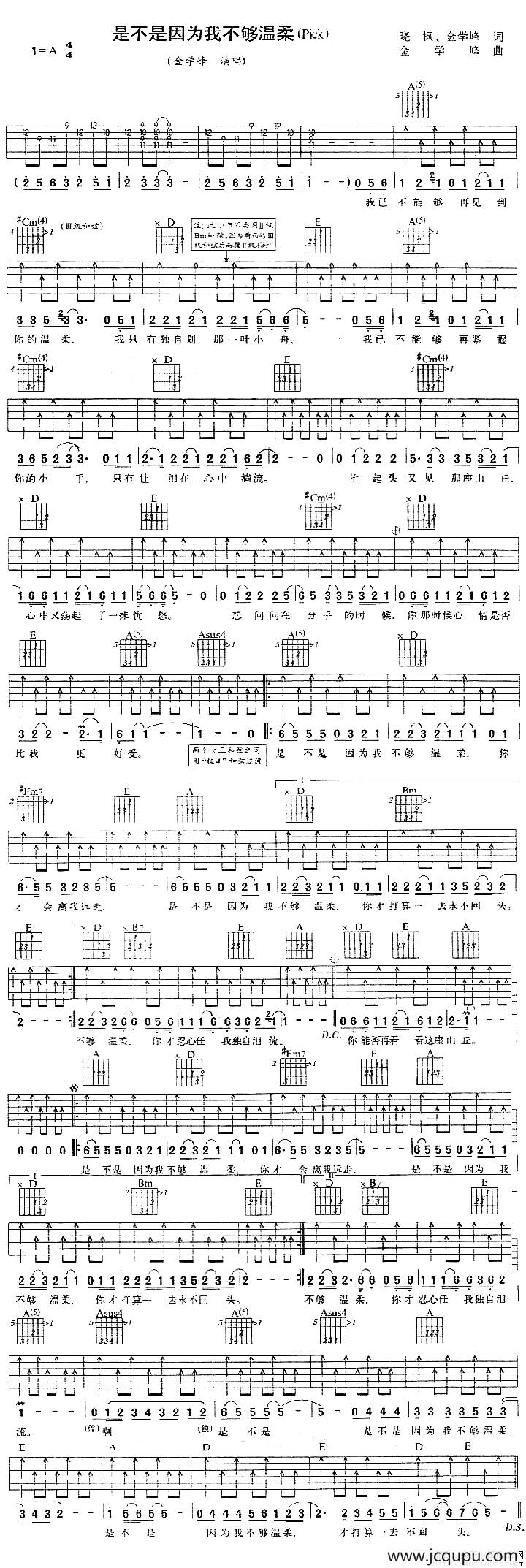 是不是因为我不够温柔简谱