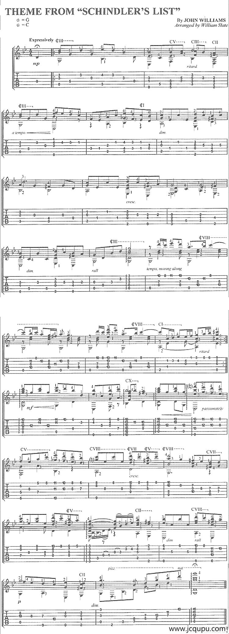 辛德勒名单（独奏曲）简谱