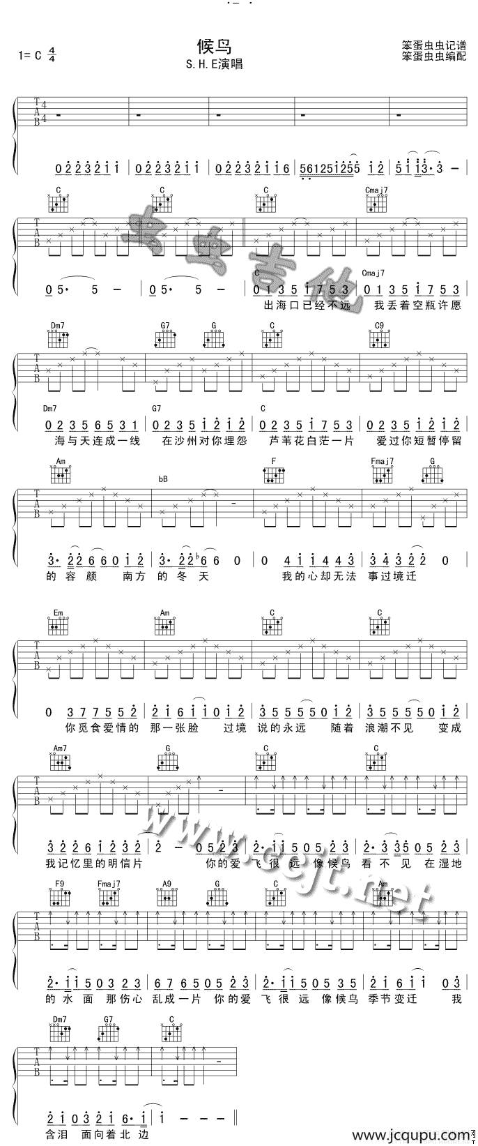 候鸟（S.H.E 演唱版）简谱
