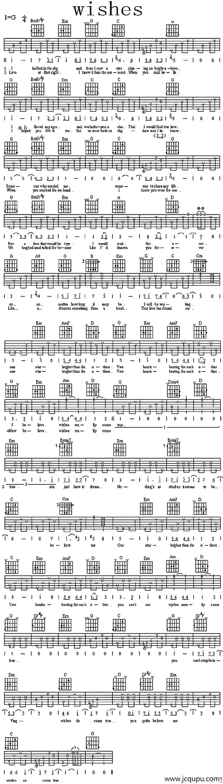 Wishes简谱