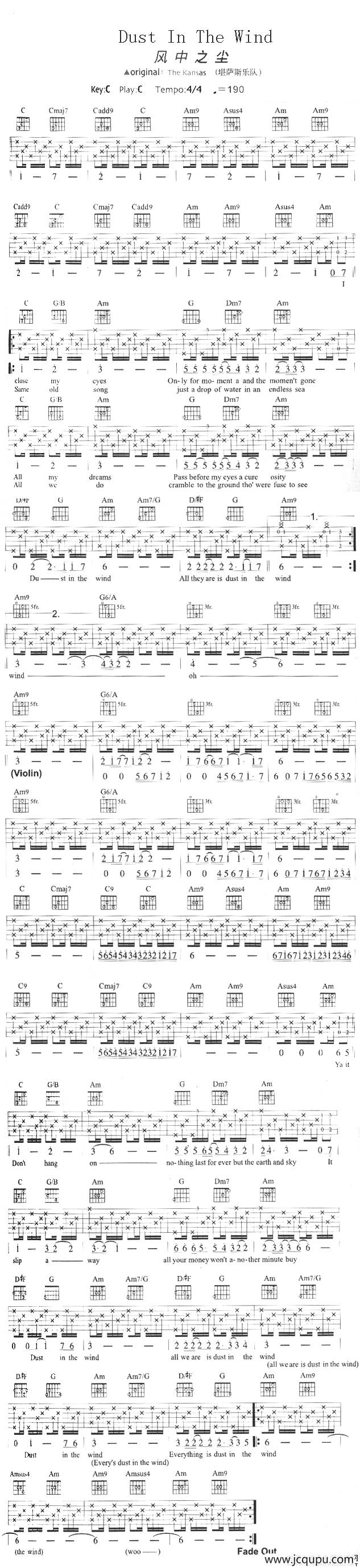 Dust In The Wind（风中之尘）简谱