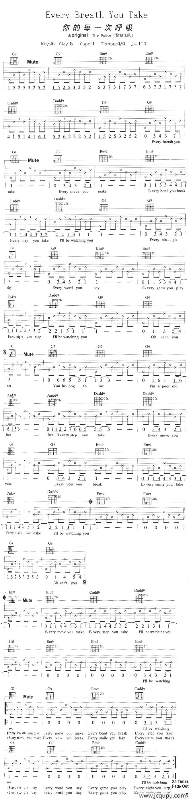 Every Breath You Take（你的每一次呼吸）简谱